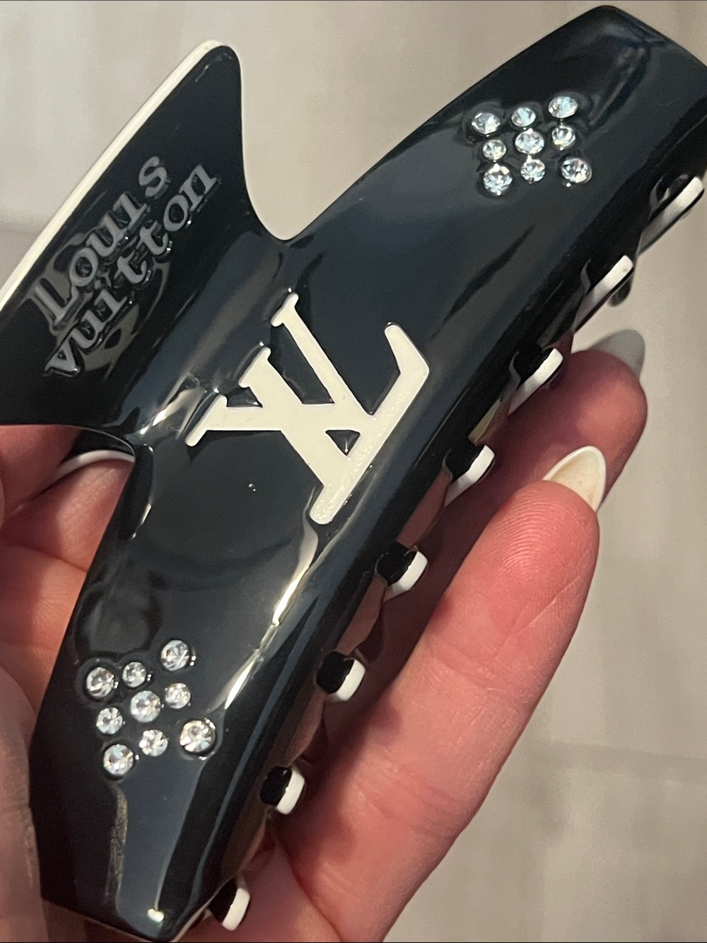 Black Crystal-Embellished Hair Clip